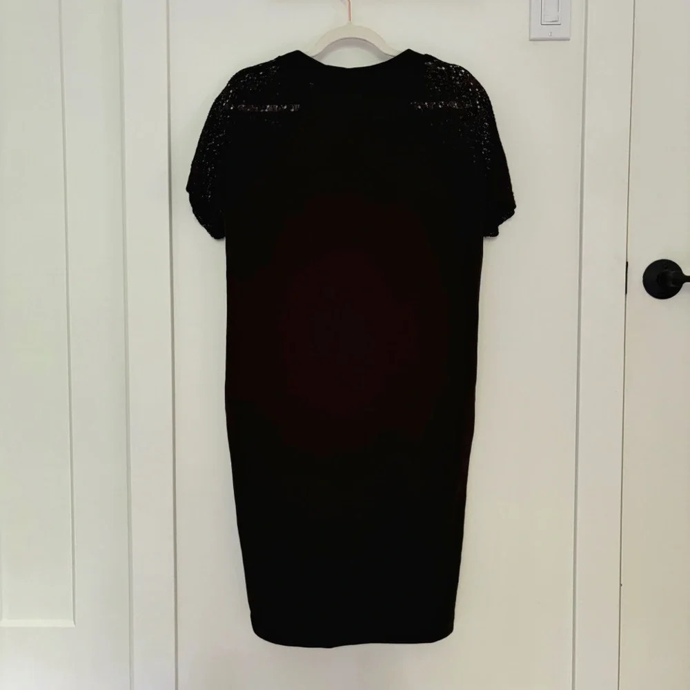Love Moschino Black Sweatshirt dress love satin patch lace short sleeves Size  8 - Picture 6 of 8